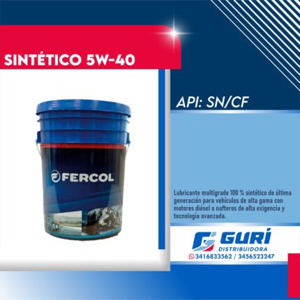 OLEUM SINTÉTICO 5W40 X 20 LTS
