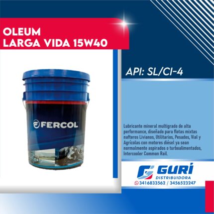 OLEUM LARGA VIDA 15W40 X 20 LTS
